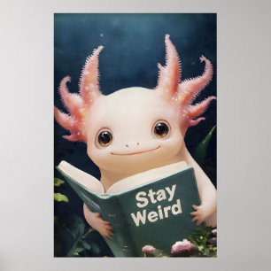 Axolotl liest Bleib seltsam Buchdruck Süße Wand Poster