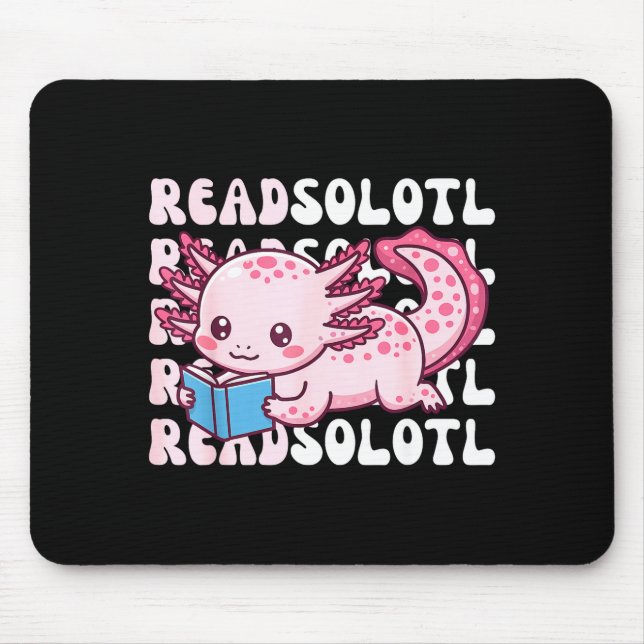 Axolotl liest Buch kawaii Lesebücher für Männer Mousepad (Vorne)
