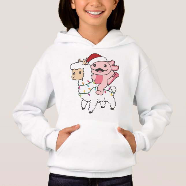 Axolotl Llama Alpaca Weihnachtswintertiere Hoodie (Vorderseite)