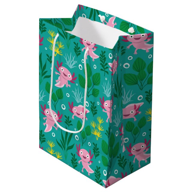 Axolotl Medium Gift Bag Mittlere Geschenktüte (Vorderseite Schrägansicht)