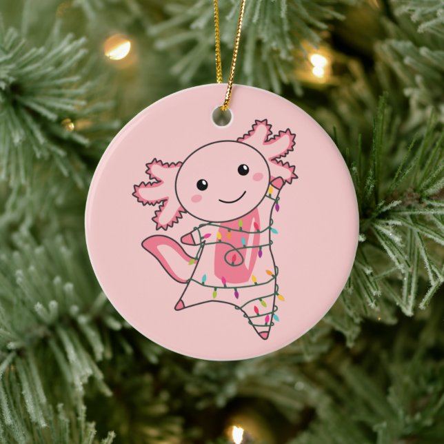 Axolotl Merry Christmas Winter Animals Axolotls Ad Keramik Ornament (Baum)