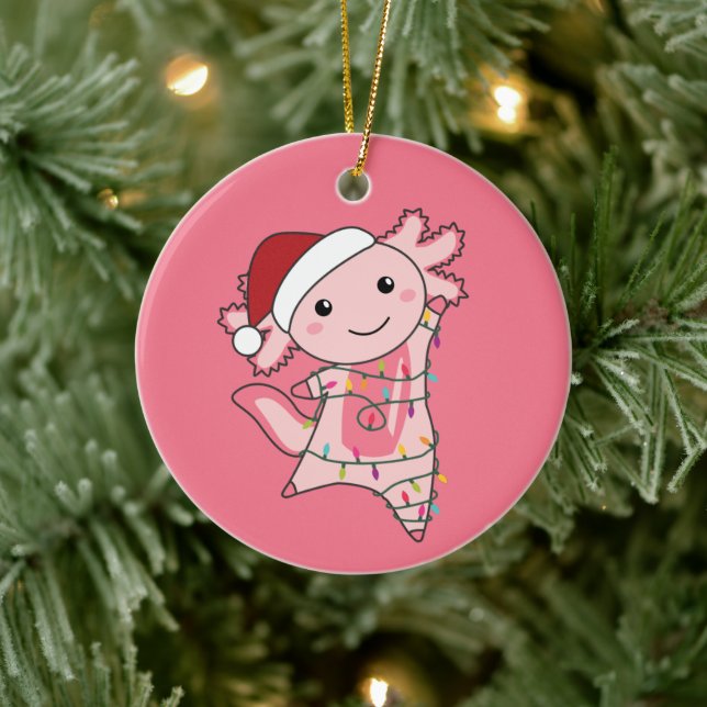 Axolotl Merry Christmas Winter Animals Axolotls Ad Keramik Ornament (Baum)