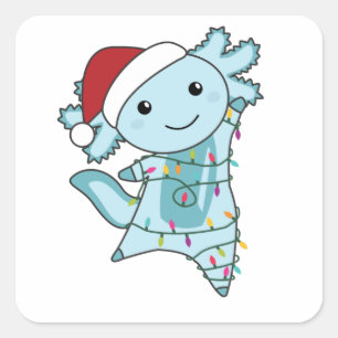 Axolotl Merry Christmas Winter Animals Axolotls Quadratischer Aufkleber