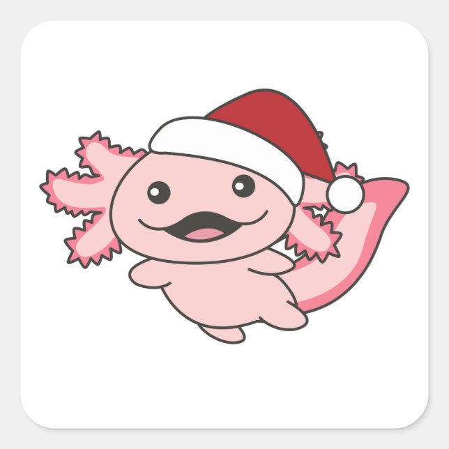 Axolotl Merry Christmas Winter Axolotl Quadratischer Aufkleber (Vorderseite)