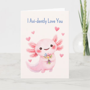 Axolotl mit einem Salamander-Liebesstrauß Feiertagskarte