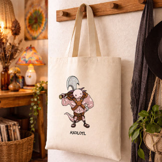 Axolotl mit einer Axt Alternative Barbaren Kunstwe Tragetasche