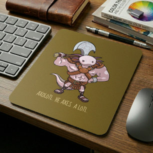 Axolotl mit einer Axt Gladiatorenkrieger Kunstwerk Mousepad