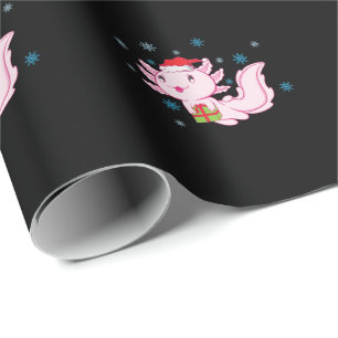 Axolotl mit Geschenk vom Weihnachtsmann Geschenkpapier