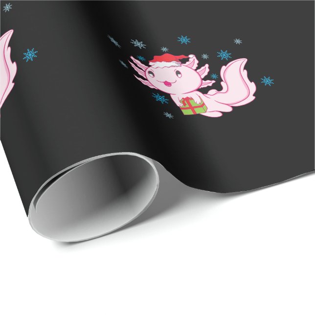 Axolotl mit Geschenk vom Weihnachtsmann Geschenkpapier (Rolleneckpunkt)
