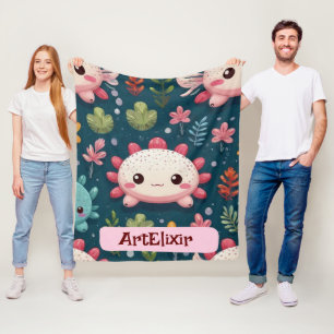 Axolotl Niedlich Kawaii Moderne, einzigartige Prin Fleecedecke