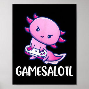 Axolotl Niedlich Play Video Game Poster