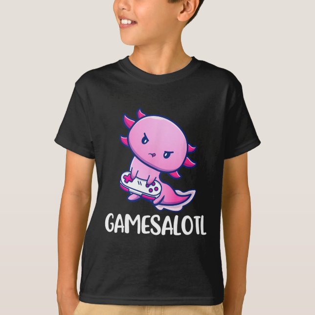 Axolotl Niedlich Play Video Game T-Shirt (Vorderseite)