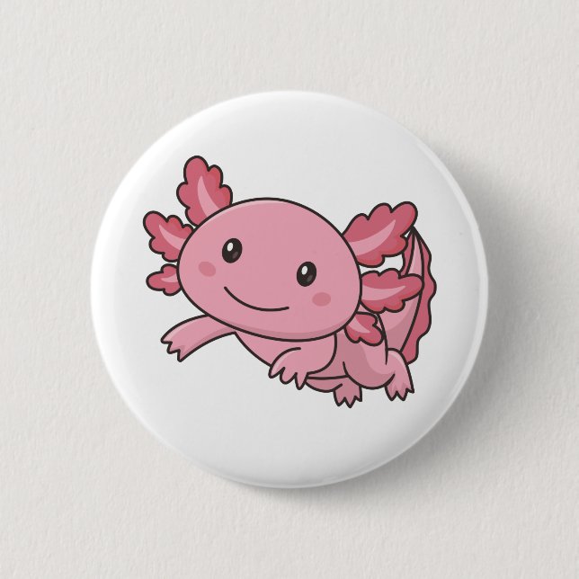 Axolotl Niedlicher Tiere Kawaii Anime Funny Axolot Button (Vorderseite)