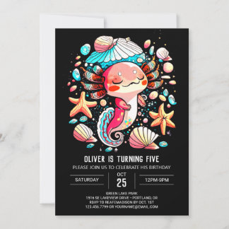 Axolotl Online Pastel zum Geburtstag Einladung