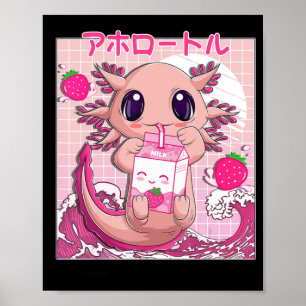 Axolotl Pastel Goth Strawberry Milk Shake Anime Ae Poster
