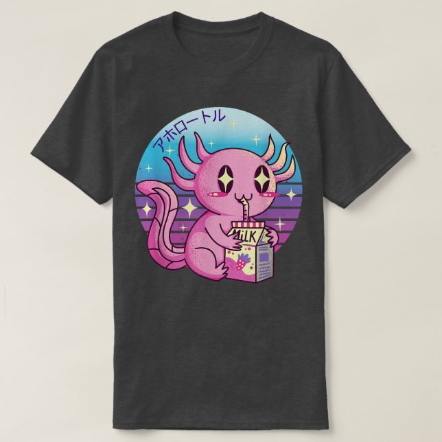 Axolotl Pastel Goth Strawberry Milk Shake Anime Ae T-Shirt (Design vorne)