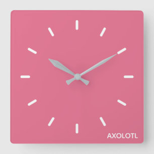 Axolotl pink color name quadratische wanduhr