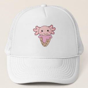 Axolotl Pink Ice Cream Waffel Sweet Animes Truckerkappe