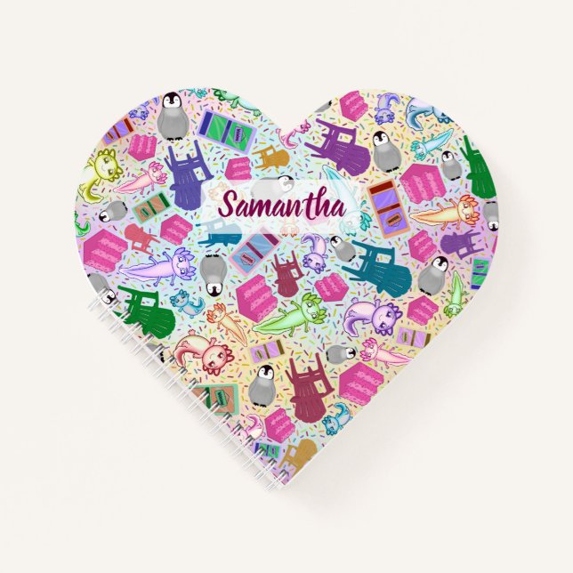 Axolotl Pink Stairs Custom Heart Spiral Notebook Notizbuch (Vorderseite)