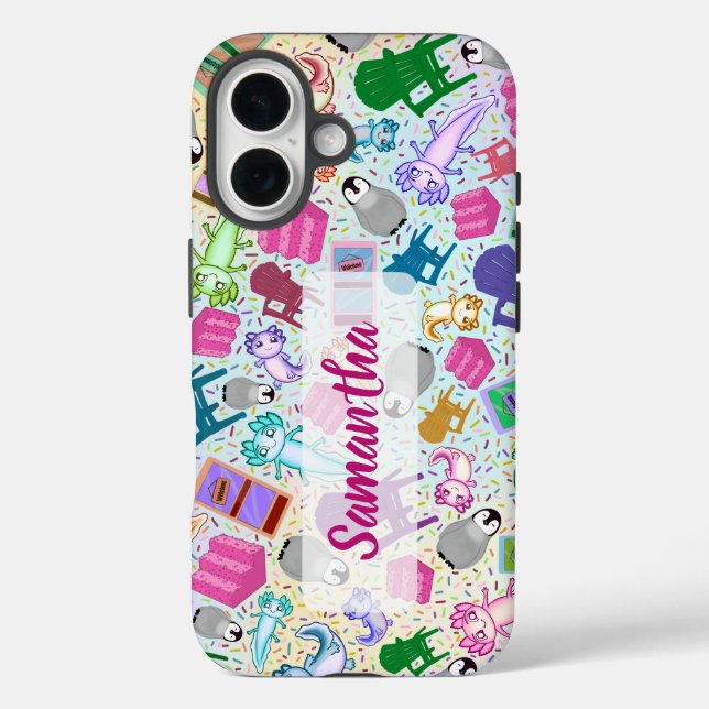 Axolotl Pink Treairs Apple iPhone 16 Case Tough (Rückseite)