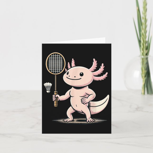 Axolotl Playing Badminton Player Shuttle Sport Karte (Vorderseite)