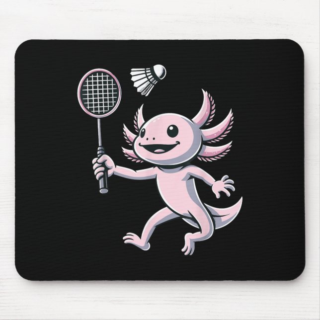 Axolotl Playing Badminton Player Shuttle Sport  Mousepad (Vorne)
