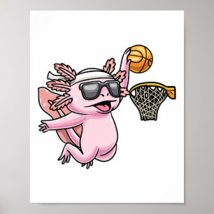 Axolotl Playing Sketll Player Sportkids Poster