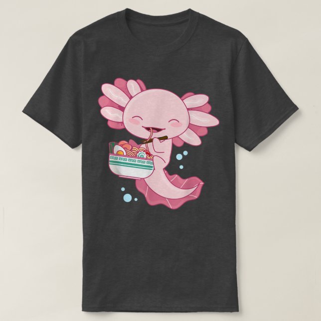 Axolotl Ramen Bowl, Axolotl aß japanisches Ramen T-Shirt (Design vorne)