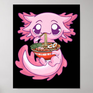 Axolotl Ramen Kawaii Japanisch Anime Noodle Gesche Poster