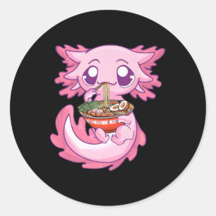 Axolotl Ramen Kawaii Japanisch Anime Noodle Gesche Runder Aufkleber