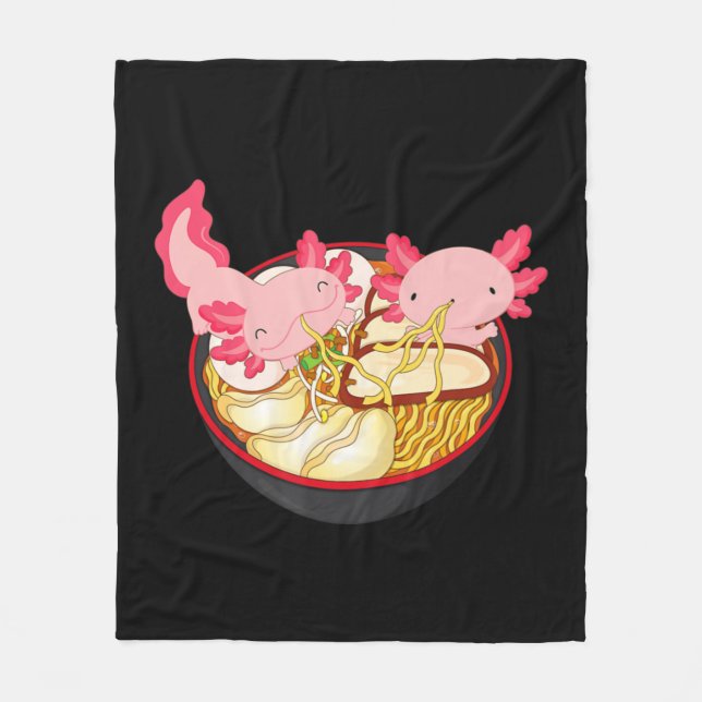 Axolotl Ramen Noodle Kawaii Japanese Anime Gift Te Fleecedecke (Vorderseite)