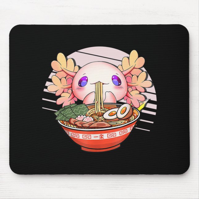 Axolotl Ramen Noodles Japanisch Kawaii Anime Otaku Mousepad (Vorne)