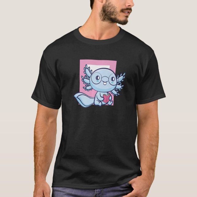 Axolotl Read Book Ambystoma Mexicanum T-Shirt (Vorderseite)