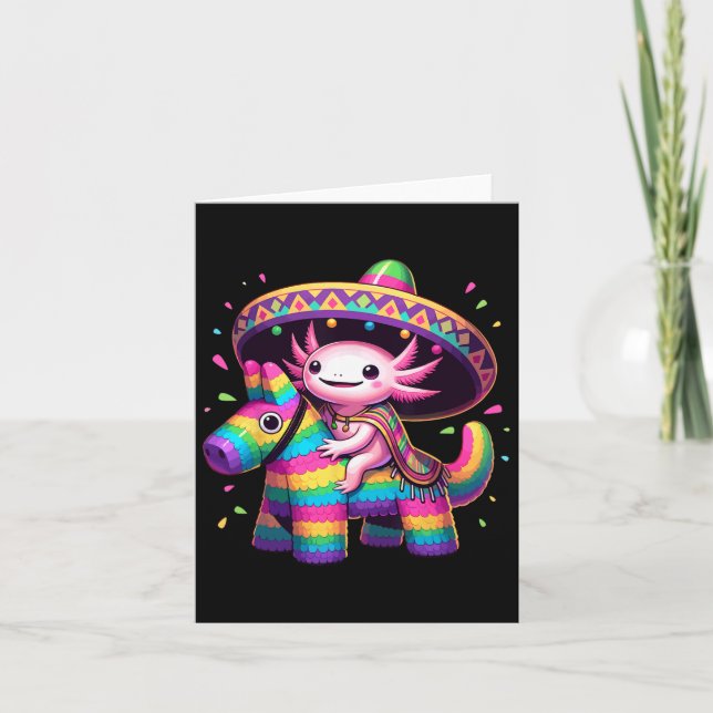 Axolotl Riding Pinata Cinco Karte (Vorderseite)