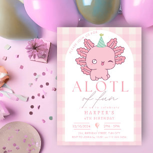Axolotl Rosa Mädchen Süß Kawaii Unterwasser-Party Einladung
