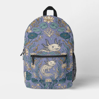 Axolotl-Rucksack – Lächelnder Unterwasser-Garten Bedruckter Rucksack