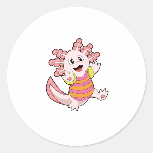 Axolotl Runder Aufkleber (Vorderseite)