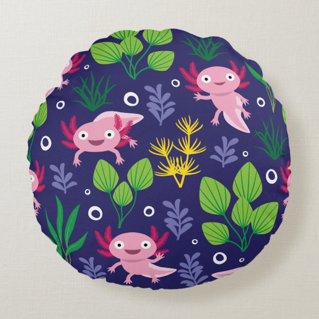 Axolotl Rundes Kissen (Vorderseite)