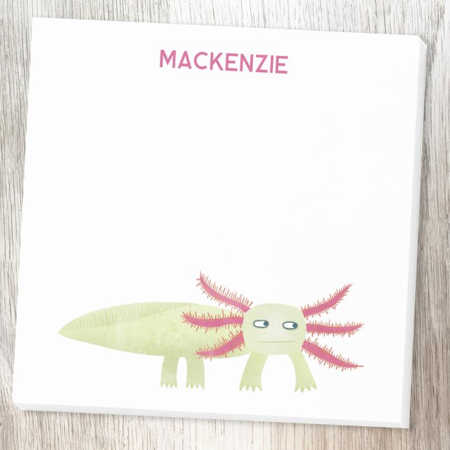 Axolotl Salamander Spaß Personalisierter Name Post-it Klebezettel (Fun Axolotl salamander personalized custom name Post-it sticky notes for amphibian and animal lovers)