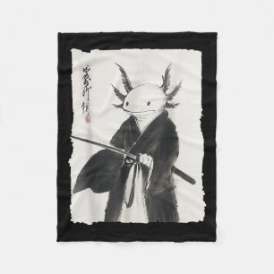 Axolotl Samurai Japanische Vintage Krieger Kunst A Fleecedecke