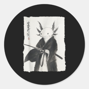 Axolotl Samurai Japanischer Vintage Krieger Art An Runder Aufkleber