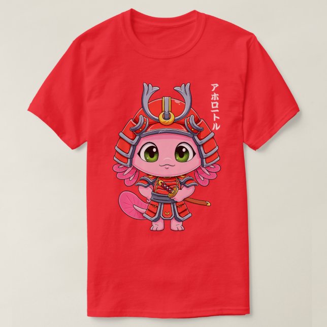 Axolotl Samurai Ronin Japanese Walking Fish Anime  T-Shirt (Design vorne)