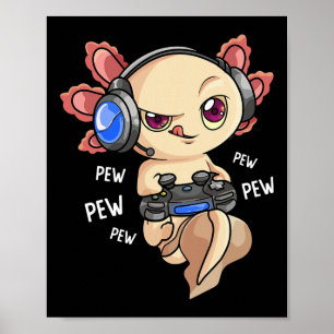 Axolotl Shirt Kids Boys Gamers - Kawaii Videospiel Poster