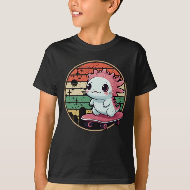 Axolotl Skateboarding Funny Cute Animal T-Shirt (Vorderseite)
