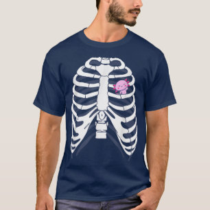 Axolotl Skeleton Funny Axolotl Salamander in Rib C T-Shirt