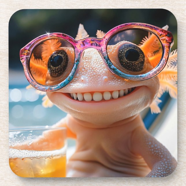 Axolotl-Smile Getränkeuntersetzer (Vorderseite)