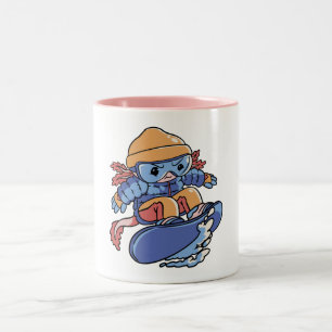 Axolotl Snowboarder Design Zweifarbige Tasse