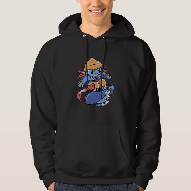 Axolotl Snowboarding Snow Winter Fun Hoodie (Vorderseite)