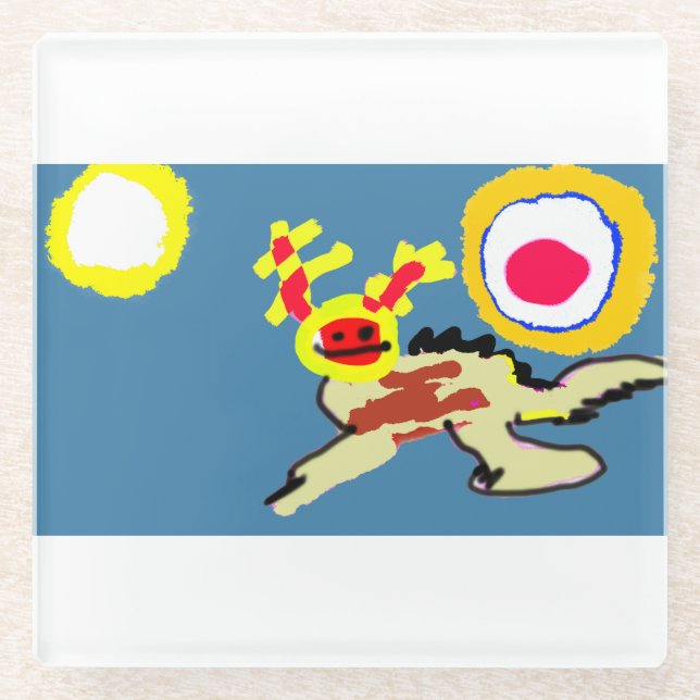 Axolotl-Sommer  Glasuntersetzer (Vorderseite)