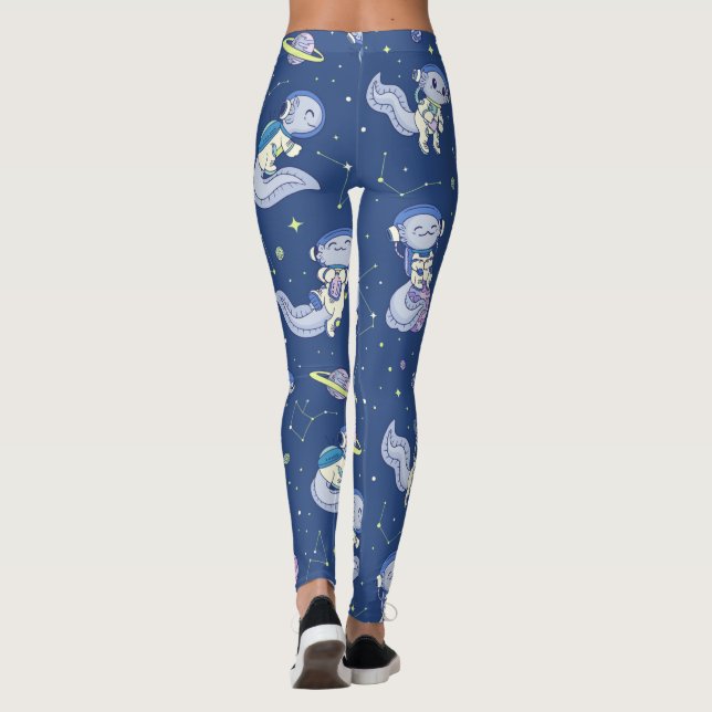 Axolotl Spaceman Muster Leggings (Rückseite)